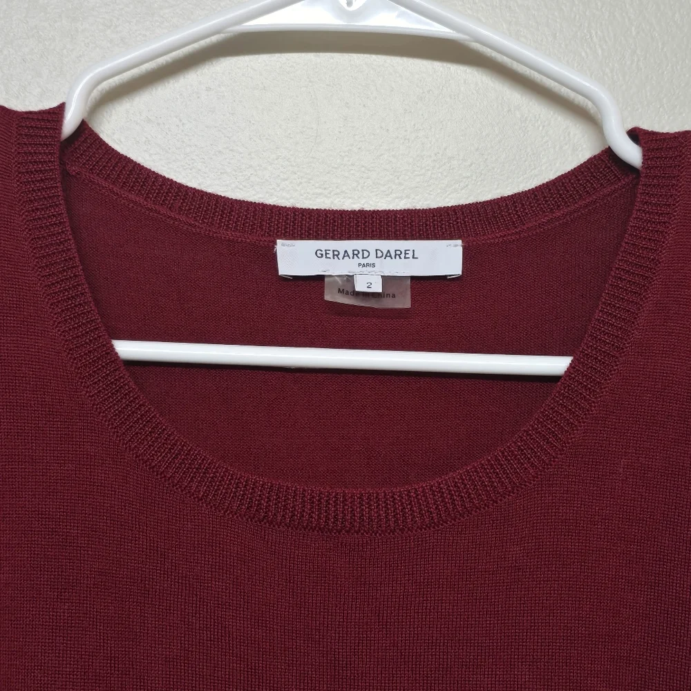 Gerard Darel Womens Designer Luxury Wool Lace Short Sleeve Sweater sz 2 US 6/8‎